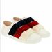 Gucci Shoes | Gucci New Ace 524989 Leather & Velvet Bow Slip-On Bee Women Sneakers Size 35 | Color: Blue/Red | Size: 5