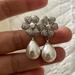 Anthropologie Jewelry | Anthropologie Pearl Floral Drop Earrings Brand New Without Tags | Color: Silver/White | Size: Os