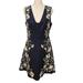 Anthropologie Dresses | Anthro Moulinette Soeurs Bellflower Dress Navy Zip Floral Embroidered Flare 6 | Color: Blue | Size: 6