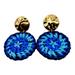 J. Crew Jewelry | Blue Gold Accent Raffia Drop 2.5” Disc Round Earrings Jcrew | Color: Blue/Gold | Size: 2.5”