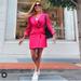 Zara Dresses | Bnwt Zara Blogger Favorite Fuschia Hot Pink Hourglass Buttons Blazer Dress Sz Sm | Color: Pink | Size: S