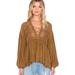 Free People Tops | Free People Don't Let Go Peasant Top Xs Gingersnap Long Sleeve Fall Boho Lace Up | Color: Brown | Size: Xs