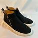 J. Crew Shoes | J Crew Faux-Suede High-Top Sneakers With Side Zipper Woman's Size 9 Black | Color: Black/White | Size: 9