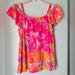 Lilly Pulitzer Tops | Lilly Pulitzer Women’s Xs Euc Ruffle Off Shoulder Tank | Color: Orange/Pink | Size: Xs