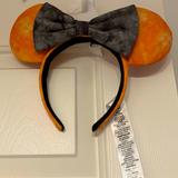 Disney Accessories | Boo-Tiful Halloween Tie Dye Orange And Black Minnie Mouse Ears Nwt | Color: Black/Orange | Size: Os