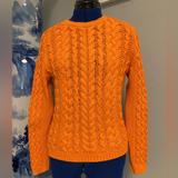 Ralph Lauren Sweaters | Euc Ralph Lauren Aran-Knit Sweater Orange Chunky Crew Neck Size Large | Color: Orange | Size: L