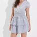 American Eagle Outfitters Dresses | American Eagle White/Blue Striped Garden Party Tiered Dress - L | Color: White | Size: L