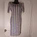 Lularoe Dresses | Lularoe Julia Midi Length Dress Women's Size Medium Stripe Dress | Color: Blue/Cream | Size: M