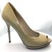 Gucci Shoes | Authentic Gucci Cream Bamboo Accent Patent Leather Open Toe Pumps Size 36.5 | Color: Cream/Tan | Size: 6.5