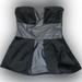 Zara Tops | Beautiful Zara Black And Silver Peplum Top With Back Bow In Size Xs | Color: Black/Silver | Size: Xs