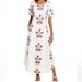 Free People Dresses | Free People White Linen Dress With Red Embroidery | Color: Red/White | Size: Xs
