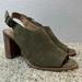 Madewell Shoes | Madewell The Cary Suede Open Toe Taupe Block Heel Sandal Size 7.5 | Color: Cream/Green | Size: 8.5