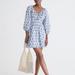 J. Crew Dresses | J Crew Cinched Waist V Neck Dress With Buttons Size Xxs | Color: Blue/White | Size: Xxs