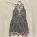 Free People Dresses | Free People Cross Strappy Floral Lace Slip Dress In Mauve & Black Size 2 Nwot | Color: Black/Pink | Size: 2