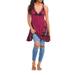 Free People Dresses | Free People Mandala Boho Ruffle Mini Dress Top Xs Red V Halter | Color: Red | Size: Xs