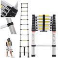 Loft Telescoping Ladder Folding Fixing Bolt 3.2 m / 10.5 ft 3.2 m EN131 Extendable Aluminium Ladders Extendable Folding Portable 11 Steps Extension Ladder DIY Multi-Use