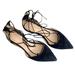 J. Crew Shoes | J. Crew | Blue Suede Ankle Tie Pointed Toe Ballet Flats | Color: Blue | Size: 7.5