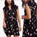 Free People Dresses | Free People Greatest Day Mini Dress Sz S Womans Smocked Black Floral Cap Sleeve | Color: Black/Pink | Size: S