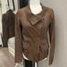 Anthropologie Jackets & Coats | Anthropologie Q40 Tan Leather Jacket Coat Bomber Button Size Small | Color: Brown/Tan | Size: S
