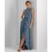 Ralph Lauren Dresses | Lauren Ralph Lauren Women's Blue Geo Print Sleeveless Georgette Gown Size 8 | Color: Blue | Size: 8