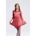 Free People Dresses | Free People Floral Mesh Lace Dress Sz 4 | Color: Red | Size: 4
