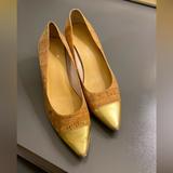 Kate Spade Shoes | Kate Spade Cork Kitten Heels With Gold Toe | Color: Tan | Size: 6