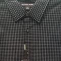 Michael Kors Shirts | New Michael Kors Mens Black Check Plaid Shirt Flip Cuff Stretch Tailored Fit Xxl | Color: Black/White | Size: Michael Kors Xxl