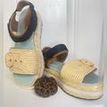 Kate Spade Shoes | Kate Spade Acapulco Raffia Sandals. | Color: Blue/Cream | Size: 8