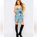 Free People Dresses | Intimately Free People Blues Floral Mini Slip Dress With Assymetrical Front | Color: Blue/White | Size: Xs