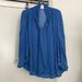 Zara Tops | 4 For $20 Zara Blouse Top Shirt With Self Tie And Wide Flowy Sleeves | Color: Black/Blue | Size: M