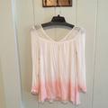 Free People Tops | Free People White And Pink Ombr Long Sleeve Tunic With Lace Neckline | Color: Pink/White | Size: Xs