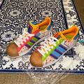 Adidas Shoes | Adidas Shoes | Adidas Superstar W G20 Cm 201 X S.E.E.D Paint Splattere... | Color: Blue/Orange | Size: 8.5