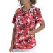 Disney Tops | Disney Micky Minnie Mouse Medical Scrubs V Neck Performance Stretch Ultra Soft | Color: Red | Size: L