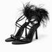 Zara Shoes | Feather Heeled Sandals | Color: Black | Size: 9