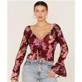 Free People Tops | Free People Women's Floral Print Of Paradise Tie Front Crop Top | Color: Pink/Red | Size: S