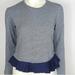 J. Crew Tops | J Crew Gray Sweatshirt Women Small Pleated Blue Trim Pullover Crew Neck Peplum | Color: Blue/Gray | Size: S