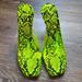Jessica Simpson Shoes | Jessica Simpson Neon Green Snakeskin Square Toe Pumps Size 7.5 | Color: Black/Green | Size: 7.5