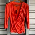 Ralph Lauren Tops | 1303 Ralph Lauren Wrap-Style Jersey Top Female Orange Size L Black Label Nwt | Color: Black/Orange | Size: L