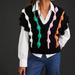 Anthropologie Jackets & Coats | By Anthropologie Crochet Bauble Sweater Black White Green Pink & Red Vest Os Nwt | Color: Black/Green/Pink/Red/White | Size: Os