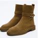 Zara Shoes | Fleece Lined Split Leather Ankle Boots | Color: Cream/Tan | Size: 10