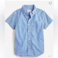 J. Crew Shirts & Tops | J Crew - Kids' Short-Sleeve Stretch Poplin Button-Down In Gingham | Color: Blue | Size: 3tb