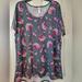 Lularoe Tops | Lularoe Classic T Shirt Womens Top Tunic High Low Grey Pink Floral | Color: Gray | Size: 3x