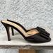 Kate Spade Shoes | Kate Spade Brown Satin Bowtie Peep Toe Slip On Sandal High Heel Shoes Mule 50s | Color: Brown | Size: 7