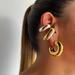 Anthropologie Jewelry | 2set Anthro New 18k Gold Plated Color Gemstone Oval Hoop Earrings Clips | Color: Gold | Size: Various