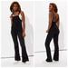 American Eagle Outfitters Jeans | American Eagle Outfitters Flare Overall Button Front Flare Leg Overalls | Color: Black | Size: 0