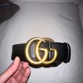 Gucci Accessories | Gucci Wide Leather Belt In Black. Worn A Couple Times. Too Big For Me. Size 85 | Color: Black/Gold | Size: Os