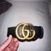 Gucci Accessories | Gucci Wide Leather Belt In Black. Worn A Couple Times. Too Big For Me. Size 85 | Color: Black/Gold | Size: Os