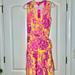 Lilly Pulitzer Dresses | Lilly Pulitzer Folly Floral Wrap Dress Calla Yellow Floral Coral | Color: Pink/Yellow | Size: Xl