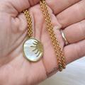 Free People Jewelry | New Fp 18kg Mother Of Pearl ‘Out Of The Darkness’ Sun Pendant Necklace | Color: Gold/White | Size: Os