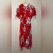 Anthropologie Dresses | New Anthropologie Raga Red Floral Maxi Dress With Metallic Accents Size Xs | Color: Red | Size: Xs